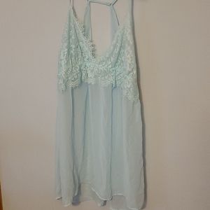 Flora Bridal blue silky lace nighty